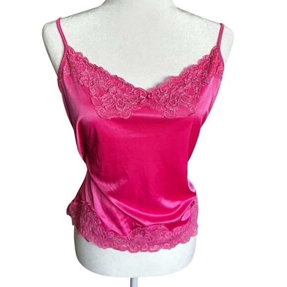 Y2k pink beaded lace tank top sz L - Picture 1 of 6